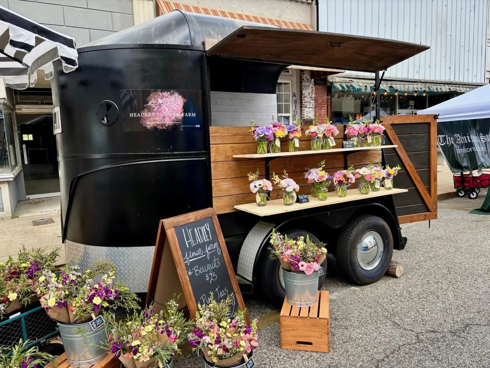 The Bloom Bar trailer at the farmers market — Heather Florals