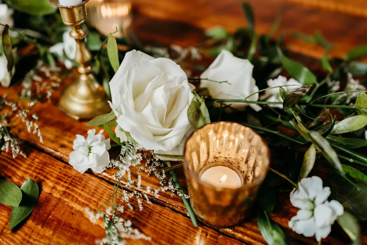Something Blue table arrangement